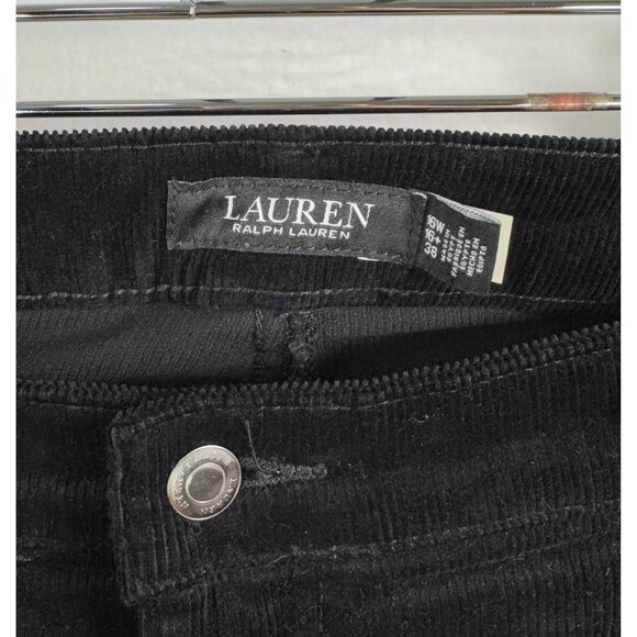 Lauren Ralph Lauren black label Straight leg corduroy pants black preppy sz 16W - Picture 2 of 11
